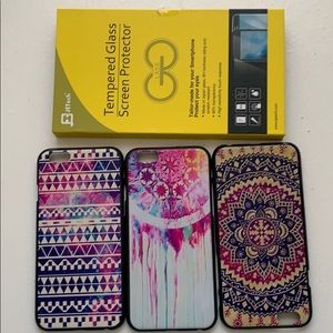 3 iPhone 6 cases and 1 tempered glass protector.